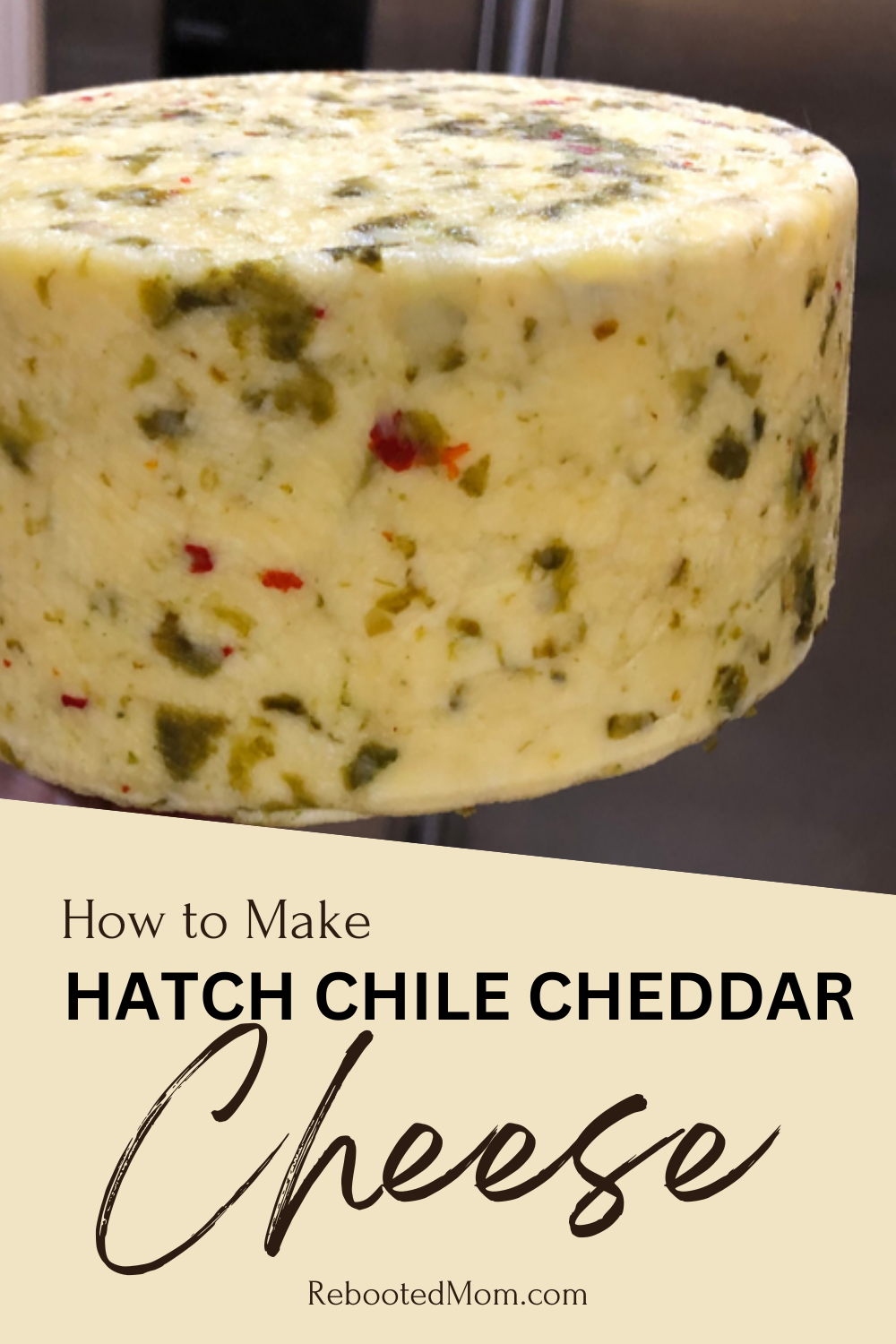 Learn how to make your own Hatch Chile Cheddar Cheese with roasted Hatch chiles using this thorough step by step tutorial! 