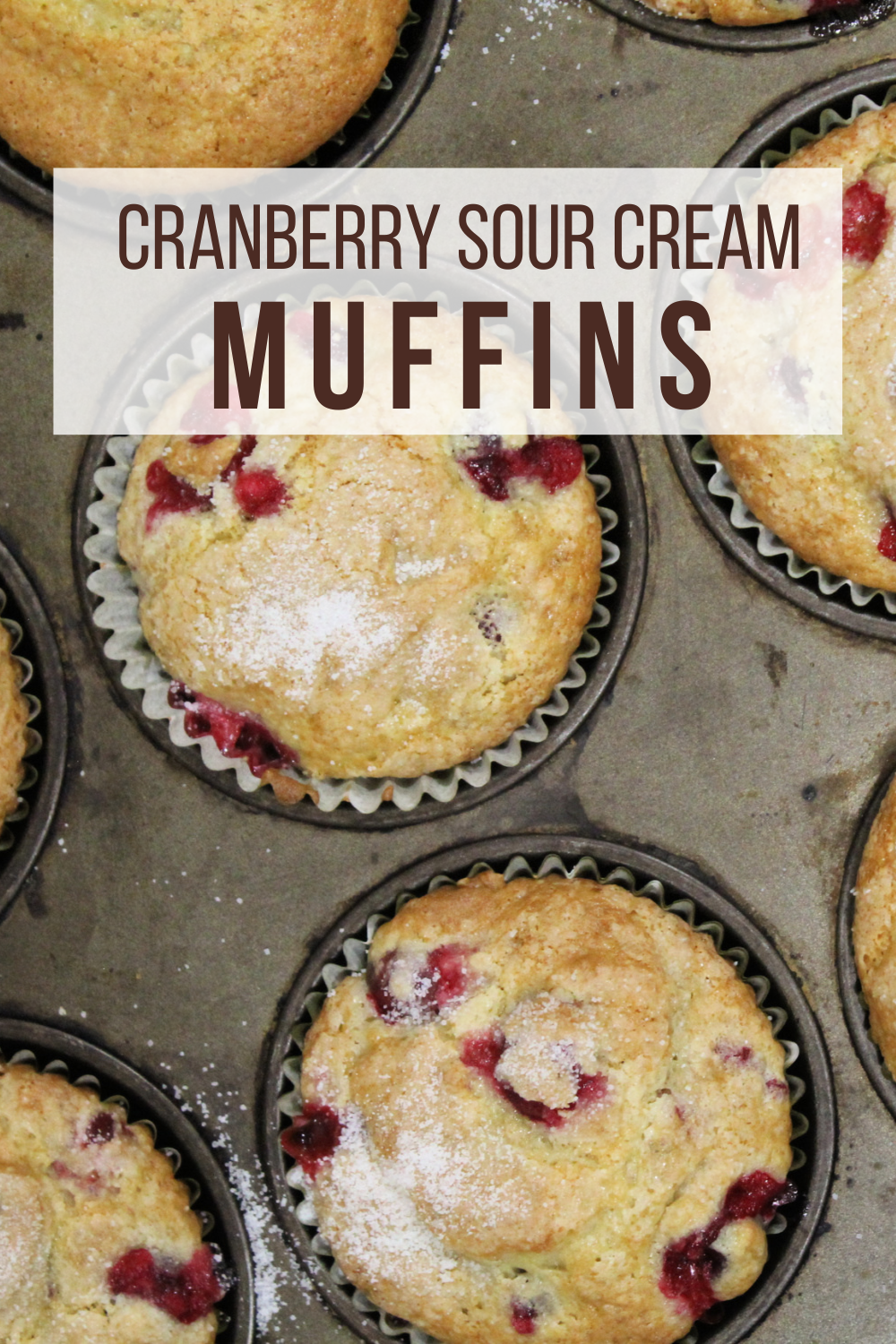 Fall flavors galore in these Cranberry Sour Cream Muffins - bakery sweet, soft, and fluffy muffins topped with a sprinkling of sugar and beautifully enjoyed for your next breakfast!