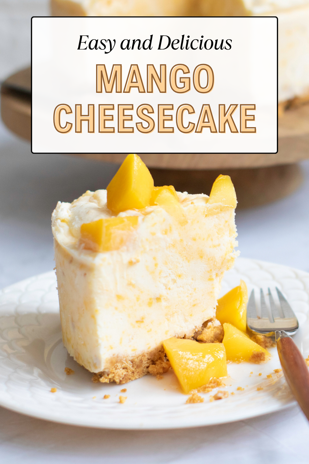 Easy and delicious Mango Cheesecake - the perfect dessert to welcome warm, summer weather!  This yummy dessert comes together quickly to create a beautiful dessert that won't fail to impress!
